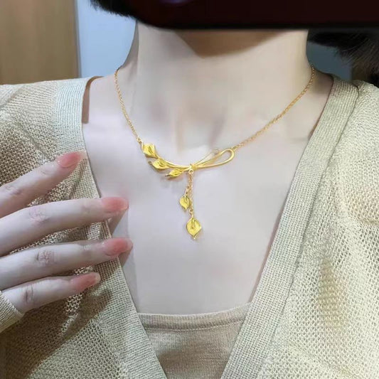 Fashion 18 K Gold Color Horseshoe Lotus Tassel Pendant Necklace for Women Bride image 0