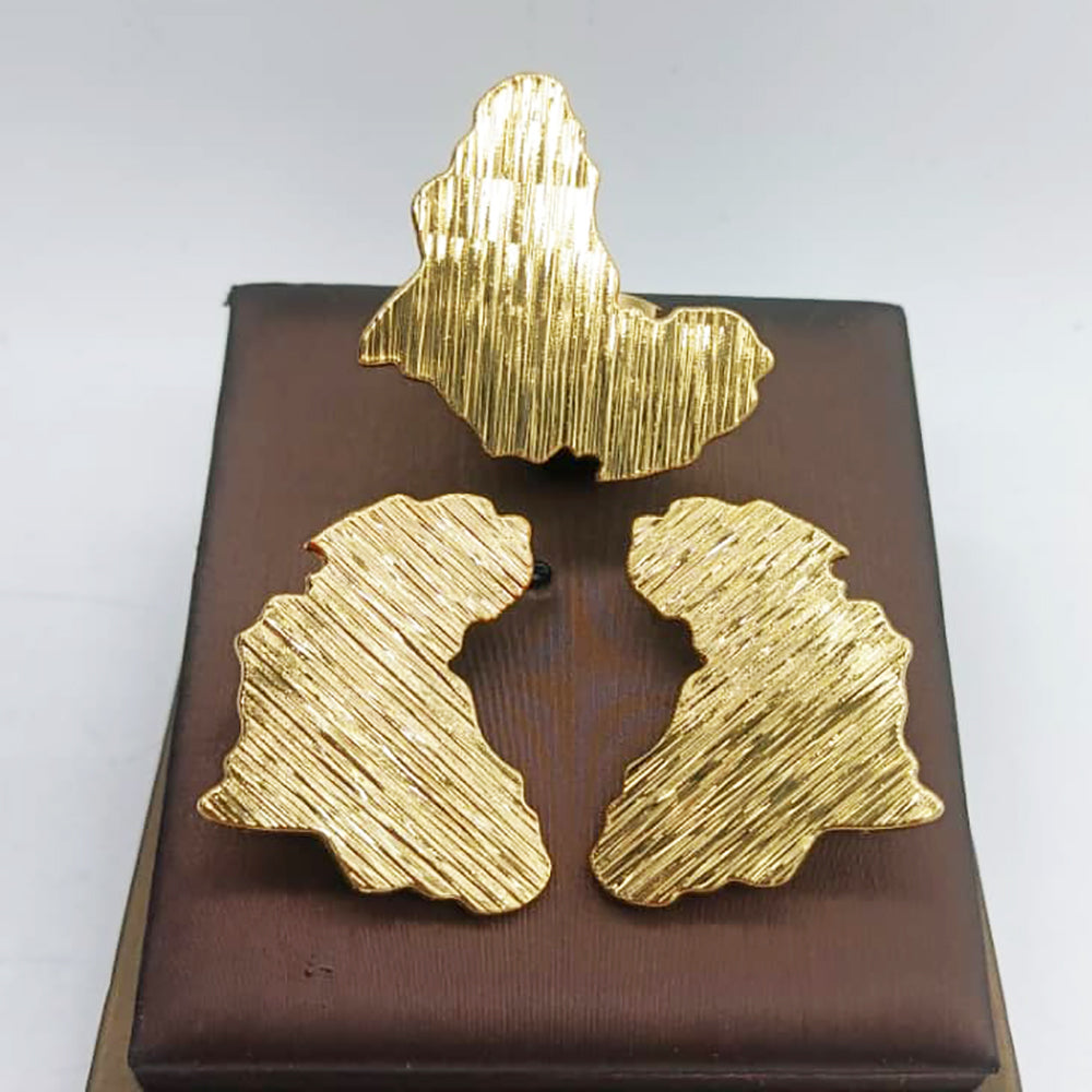 Dubai Golden Jewelry Set 18K Gold Plated Earrings and Rings for Women Wedding B image 1