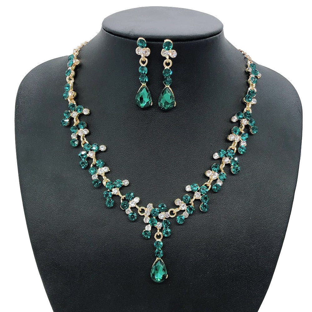 KMVEXO Crystal Bridal Wedding Jewelry Sets Women Gold Color Rhinestone Necklace image 8