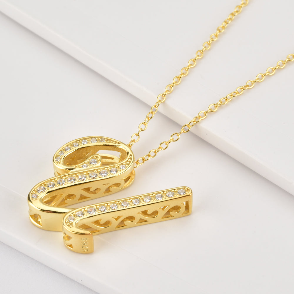 ANDYWEN 925 Sterling Silver Gold Long Chain Alphabet 26 Leter A W Pendant K H I image 56
