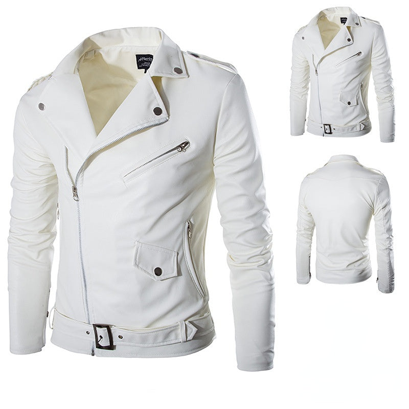 2023 Spring Autumn Plush New Leisure Fashion Men Leather Coat Slimming Coat Mot image 1