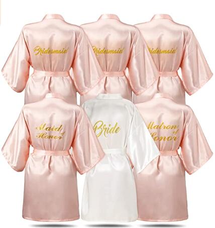 new Rose Gold bathrobe bride satin robe women getting married bride hen party image 0