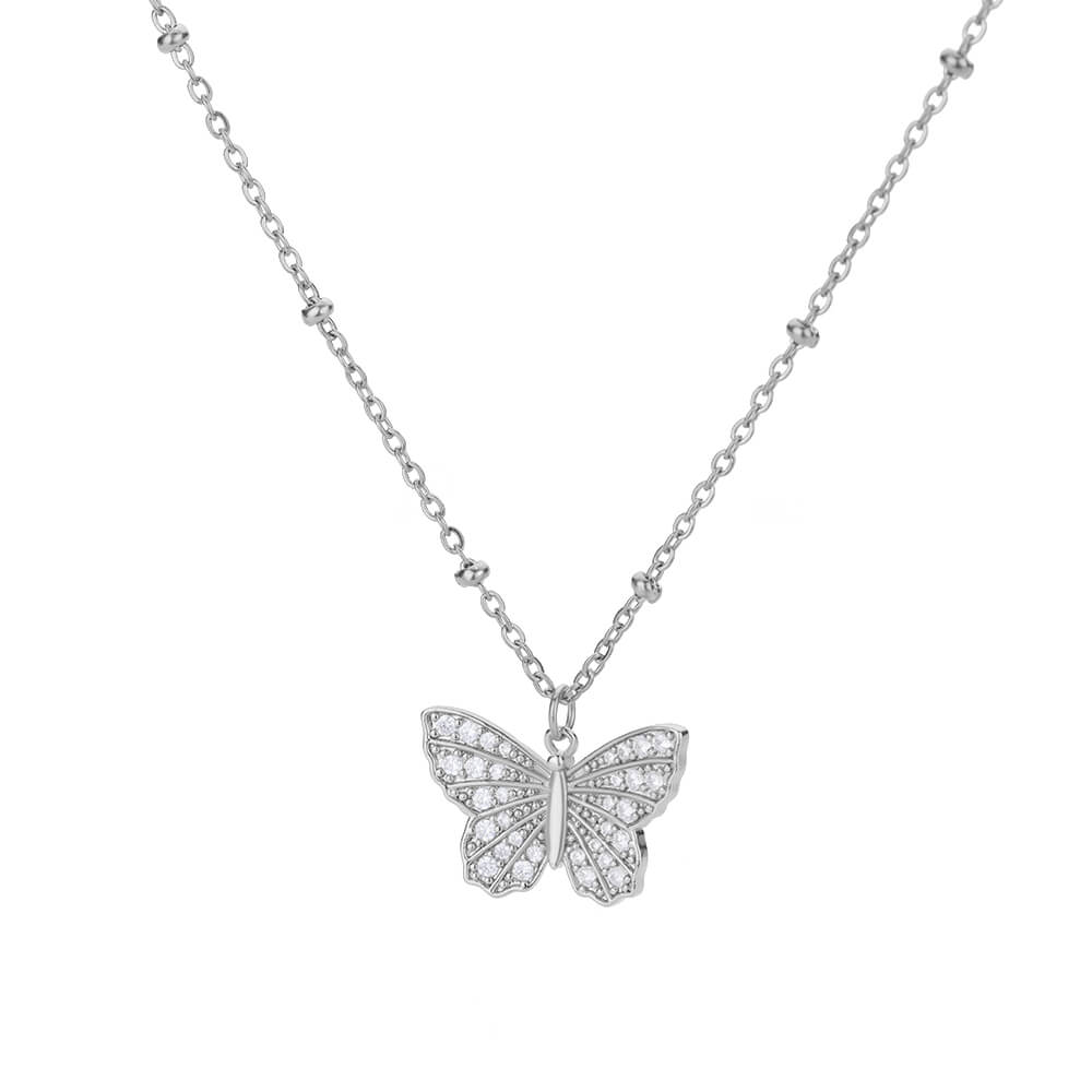 Zircon Butterfly Necklaces For Women Gold Color Stainless Steel Neck Chain image 1