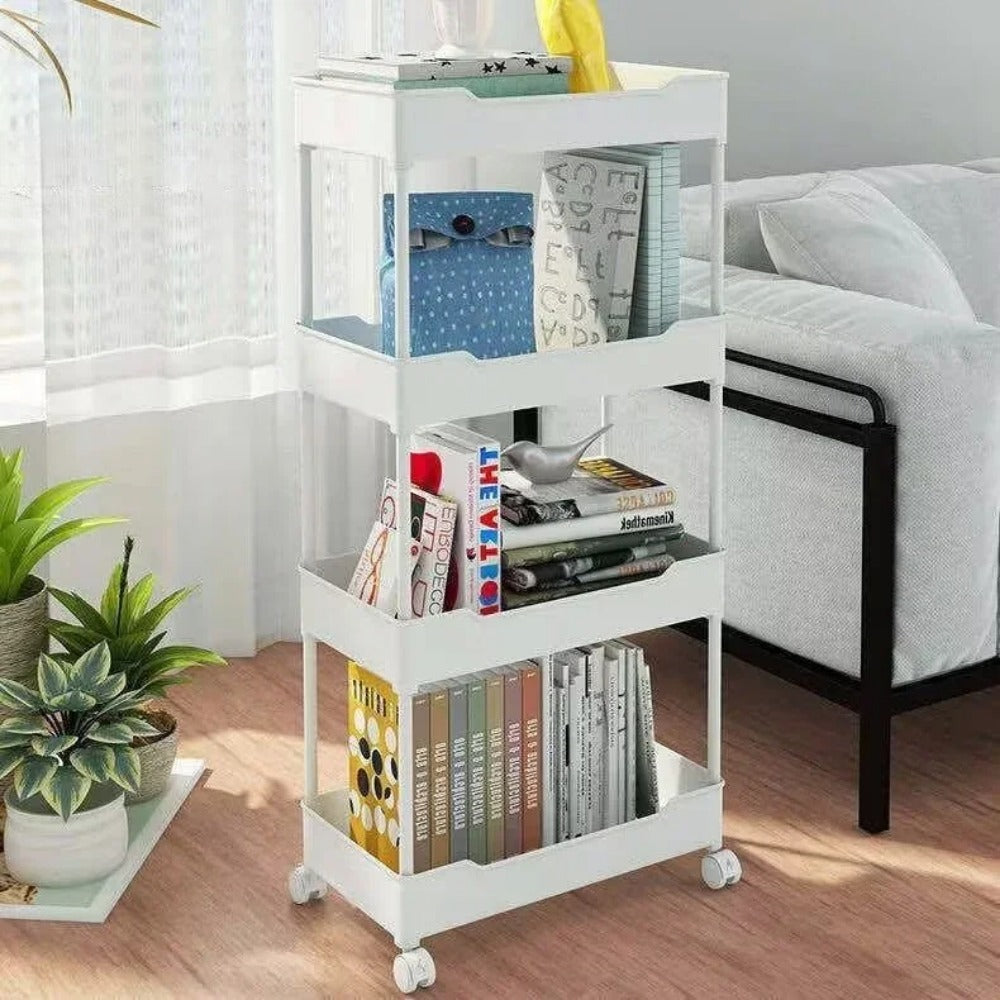 Bookshelf Storage Trolley Mobile Kitchen Organizer Cart With Wheels Multi-Layer image 13