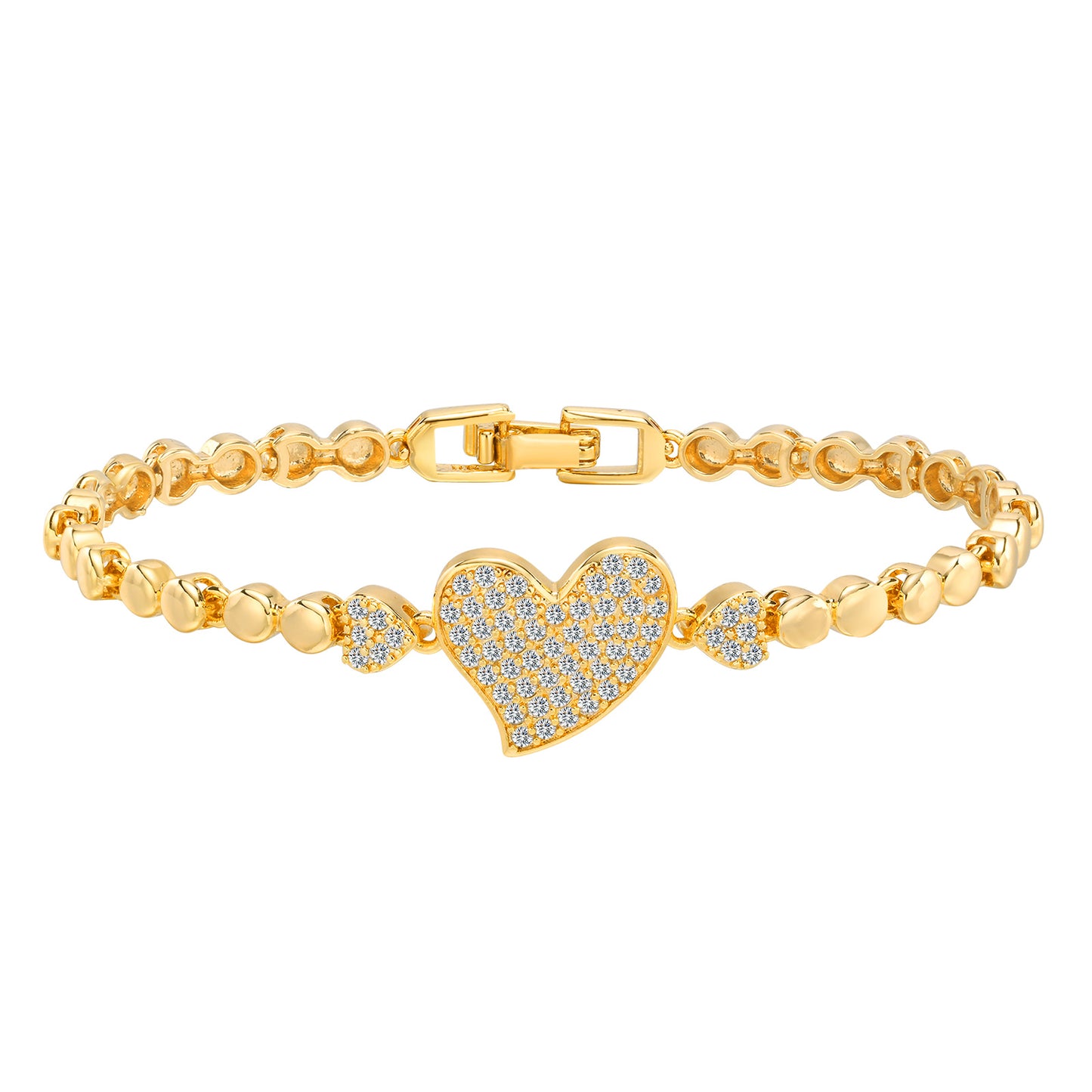 Cubic Zirconia Clover Bracelet for Women18k Gold Plated Link Statement Jewelry image 8