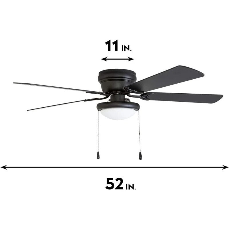 52" Matte Black West Hill Ceiling Fan with Bowl Light Kit image 6