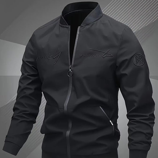 Trendy men's alphabet embroidered bomber jacket - stylish design, versatile cas image 0