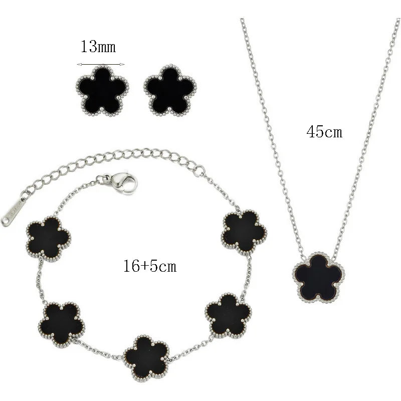 14K Gold Plated Five-leaf Clover Link Bracelets White Black Blue Gold Red Green image 43