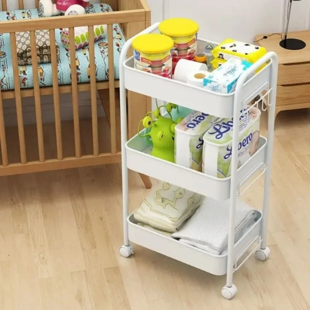 Bookshelf Storage Trolley Mobile Kitchen Organizer Cart With Wheels Multi-Layer image 12