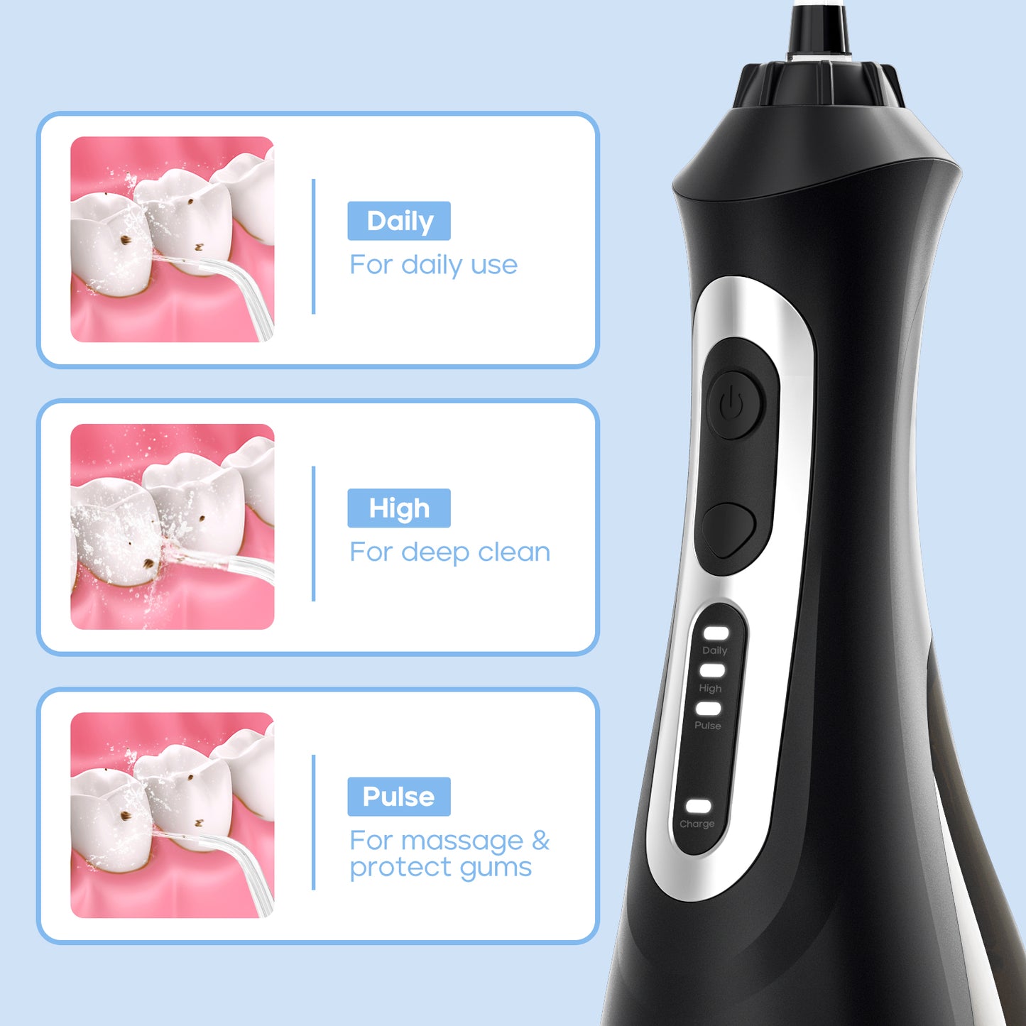 SEAGO New Oral Dental Irrigator Portable Water Flosser USB Rechargeable 3 Modes image 4