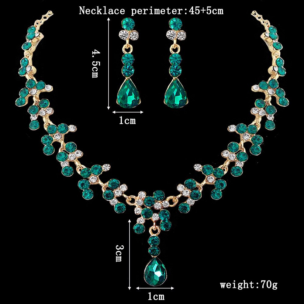 KMVEXO Crystal Bridal Wedding Jewelry Sets Women Gold Color Rhinestone Necklace image 7