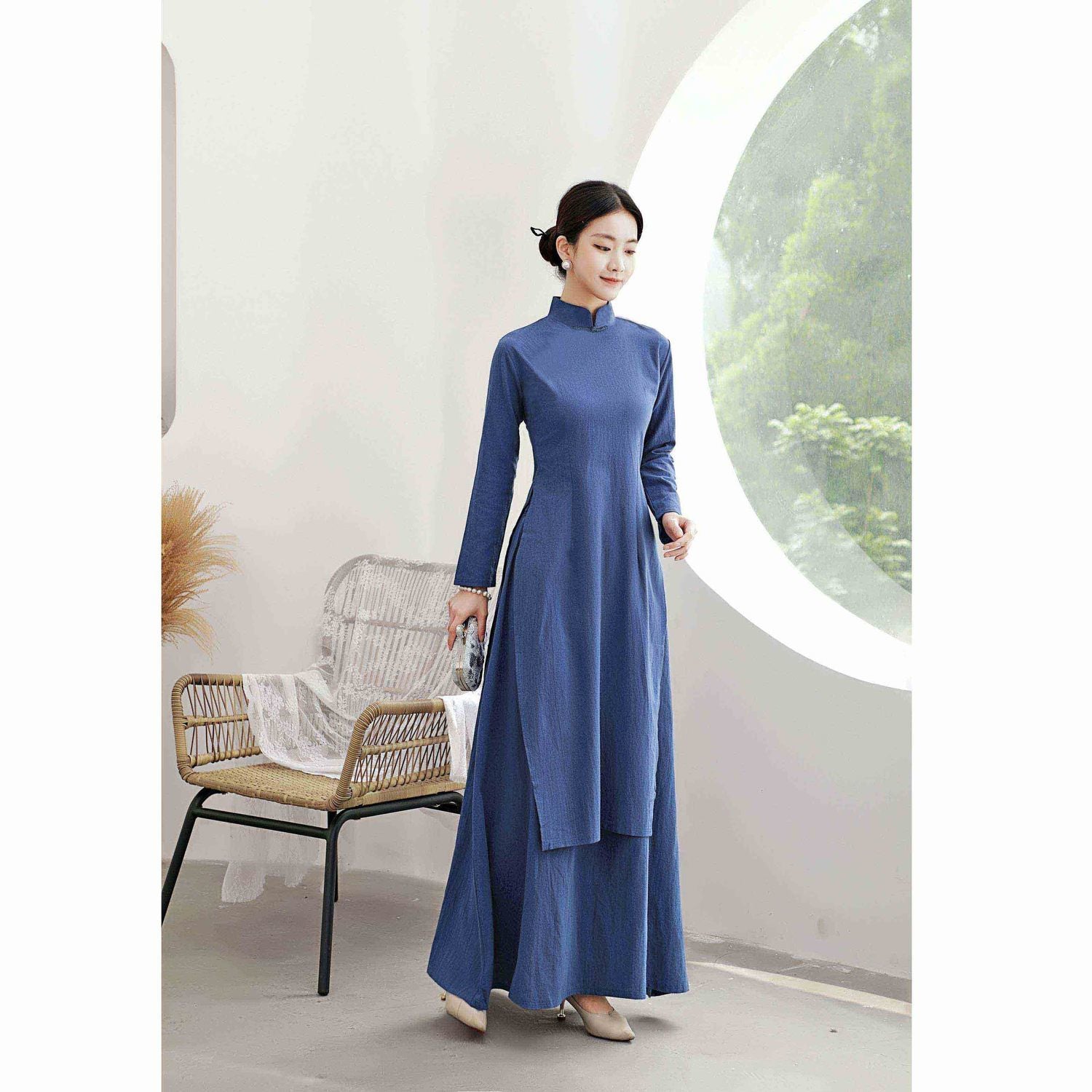 Ao Dai Dress Retro Long Cheongsam Dress large-size Art Retro Ao Dai Dress Women image 8