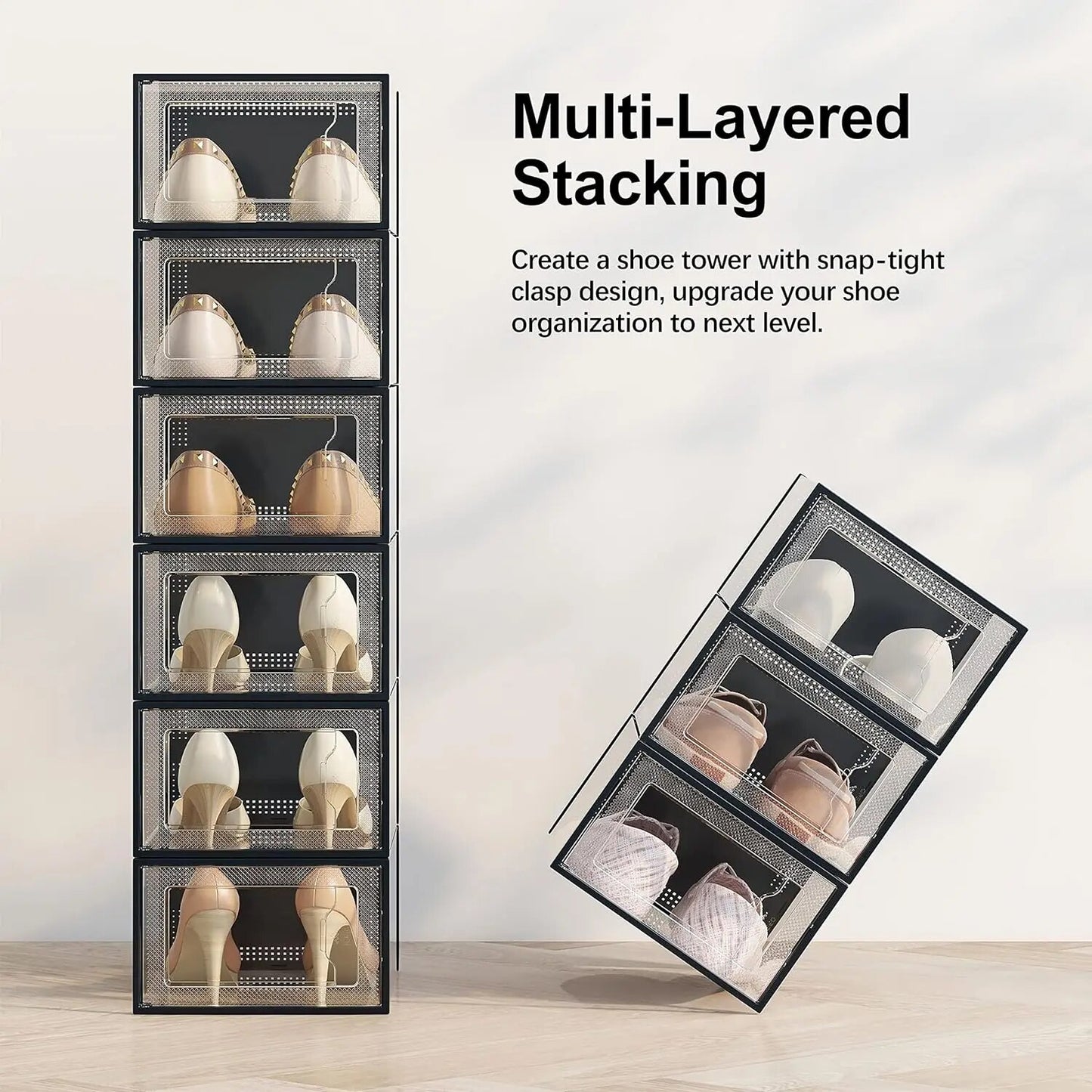 SEE SRPING XX-Large 12 Pack Shoe Storage Box, Clear Plastic Stackable Shoe Orga image 3