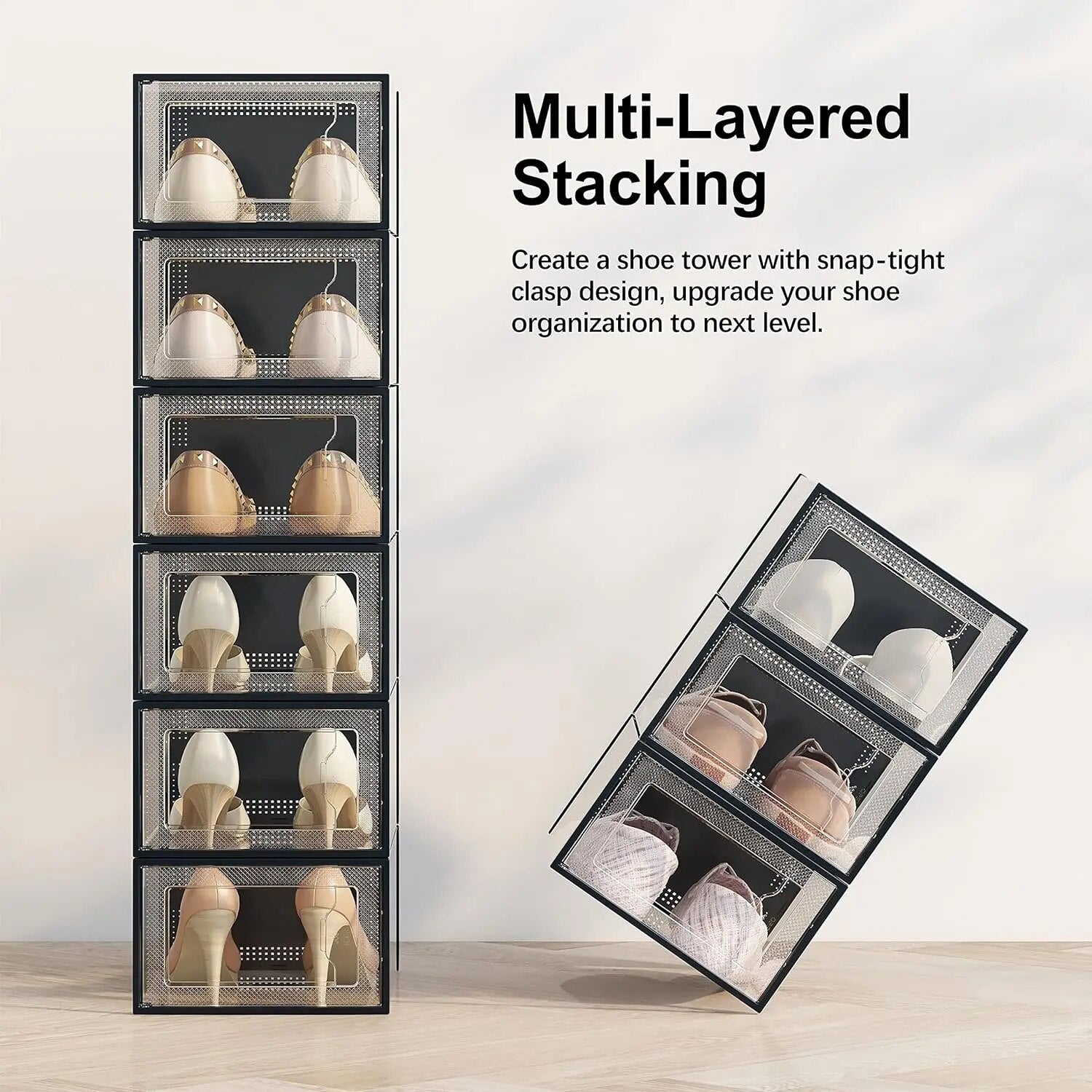 SEE SRPING XX-Large 12 Pack Shoe Storage Box, Clear Plastic Stackable Shoe Orga image 3