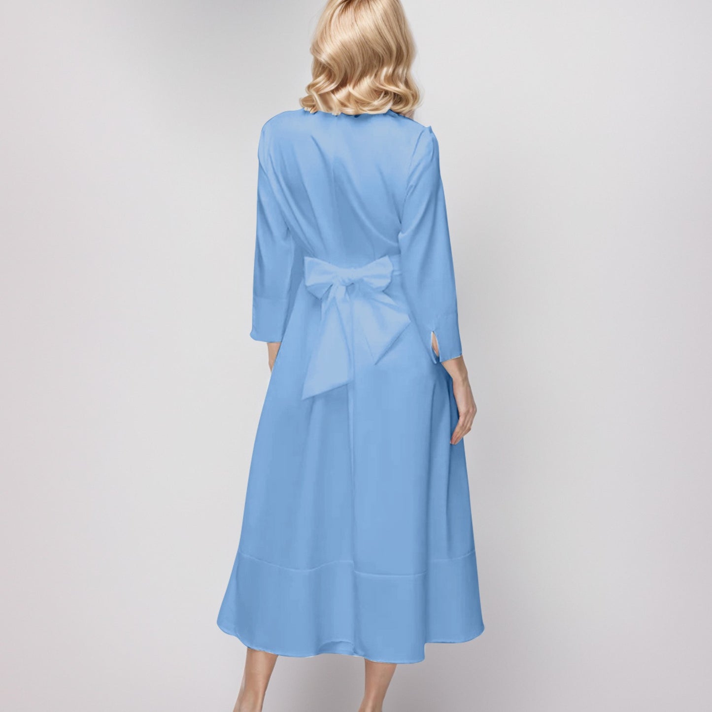2024 Summer White Shirt Dresses for Women Cross Button Long Sleeve Casual Long  image 7