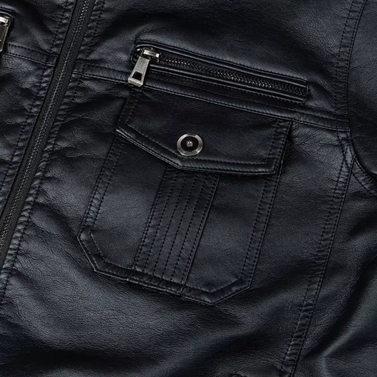 Autumn Winter Men's Motorcycle Biker Leather Jacket Men Windbreaker Fashion PU image 0