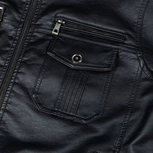 Autumn Winter Men's Motorcycle Biker Leather Jacket Men Windbreaker Fashion PU image 0