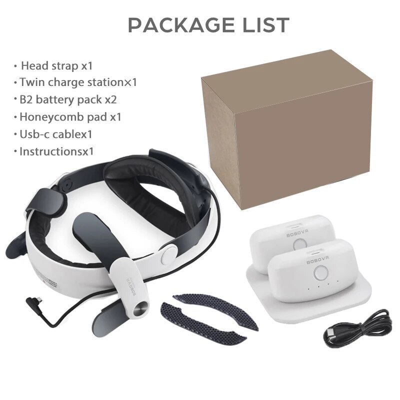 BOBOVR M2 Pro Battery Head Strap Compatible with Oculus Quest 2 Elite Halo Stra image 6
