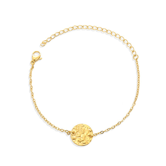 Stainless Steel Gold Color Bracelet Irregular Grain Circle Brace Lace Bohemian  image 0