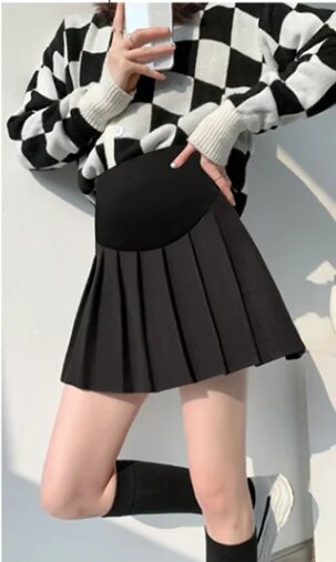 2024 Pregnant Women Pleated Skirt Adjustable Waist Maternity Belly Skirt with L image 1