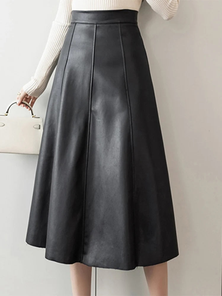 ZANZEA Long Skirt Leather Skirt Fashion High Waist Skirt Women PU Office Lady S image 8