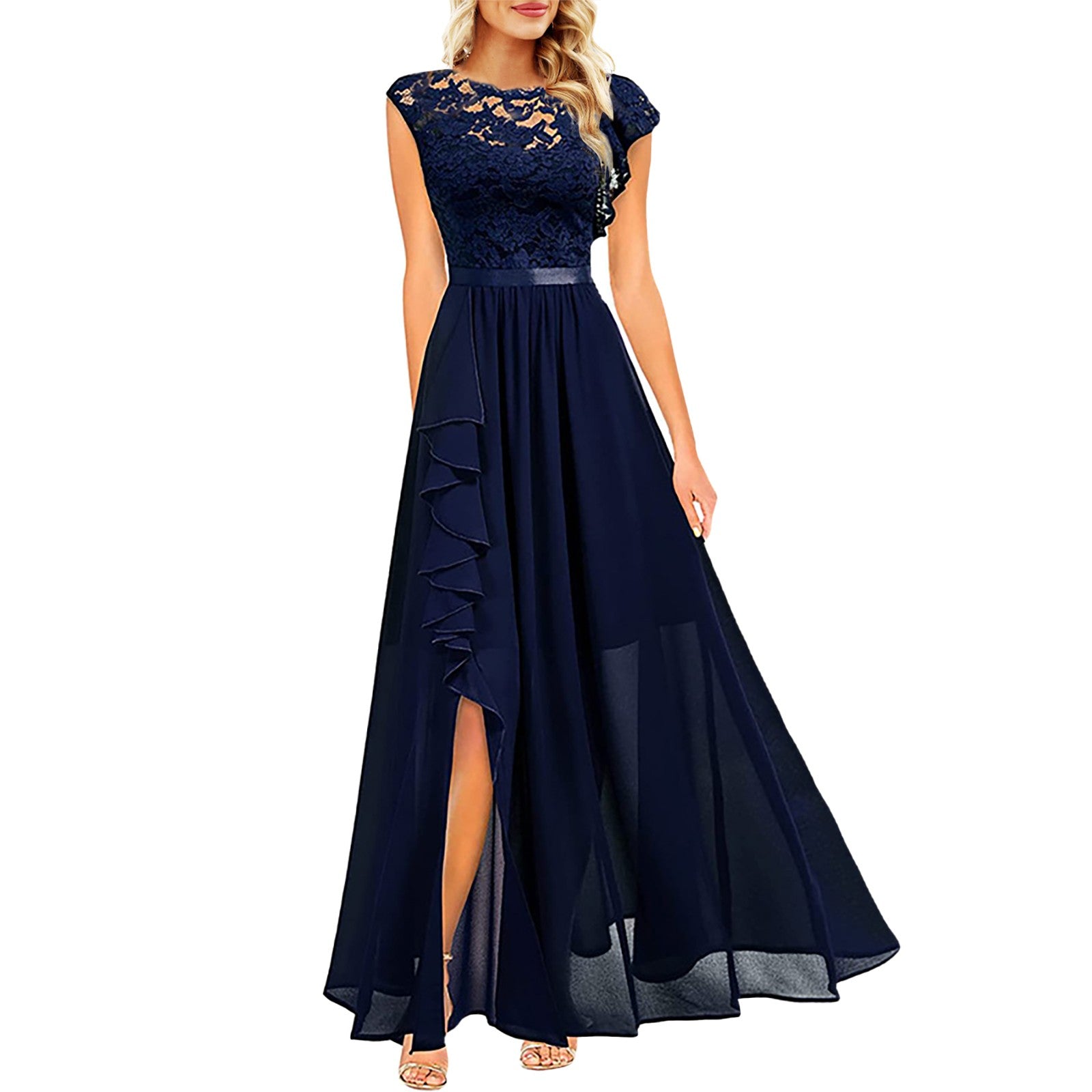 Elegant Lace Chiffon Wedding Dresses for Women Sleeveless Formal Evening Party  image 0