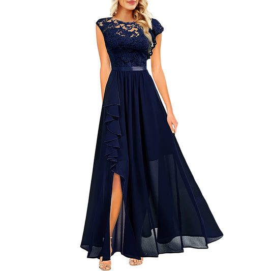 Elegant Lace Chiffon Wedding Dresses for Women Sleeveless Formal Evening Party  image 0