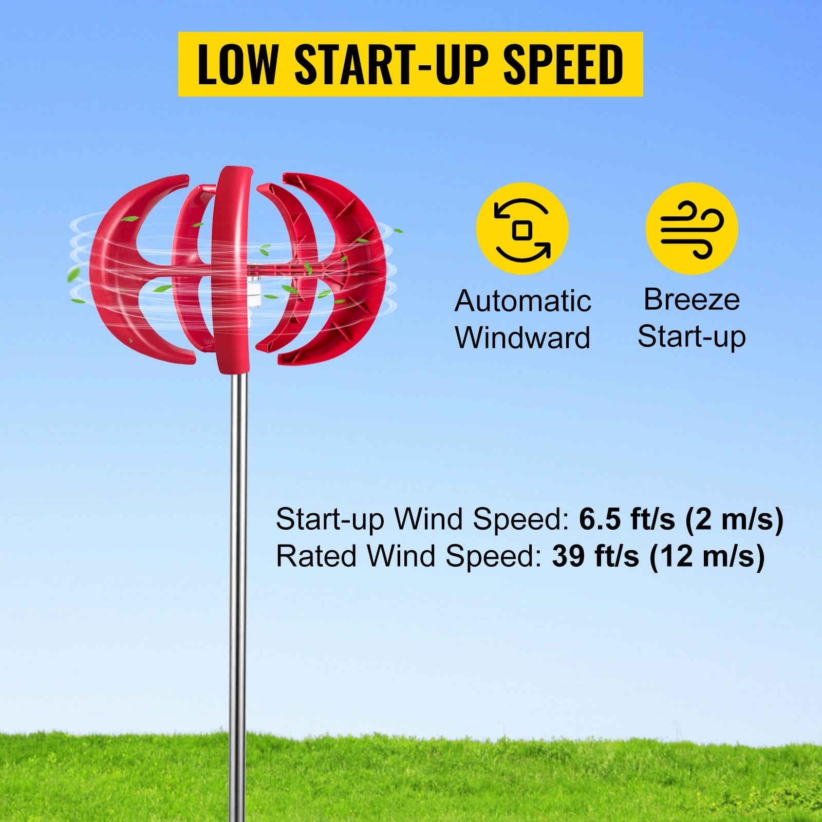 VEVOR Vertical Axis Wind Turbine 12V 100W/400W/600W Alternative Energy Generato image 6