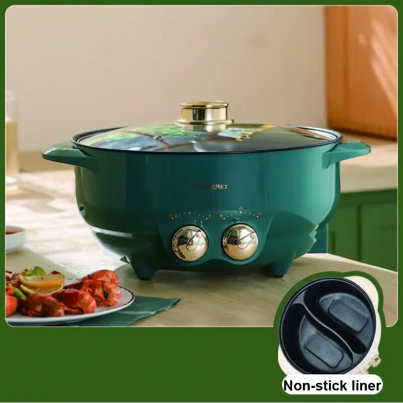 6L Electric Hot Pot Mandarin Duck Pot Non Stick Barbecue Integrated Pot Large C image 1