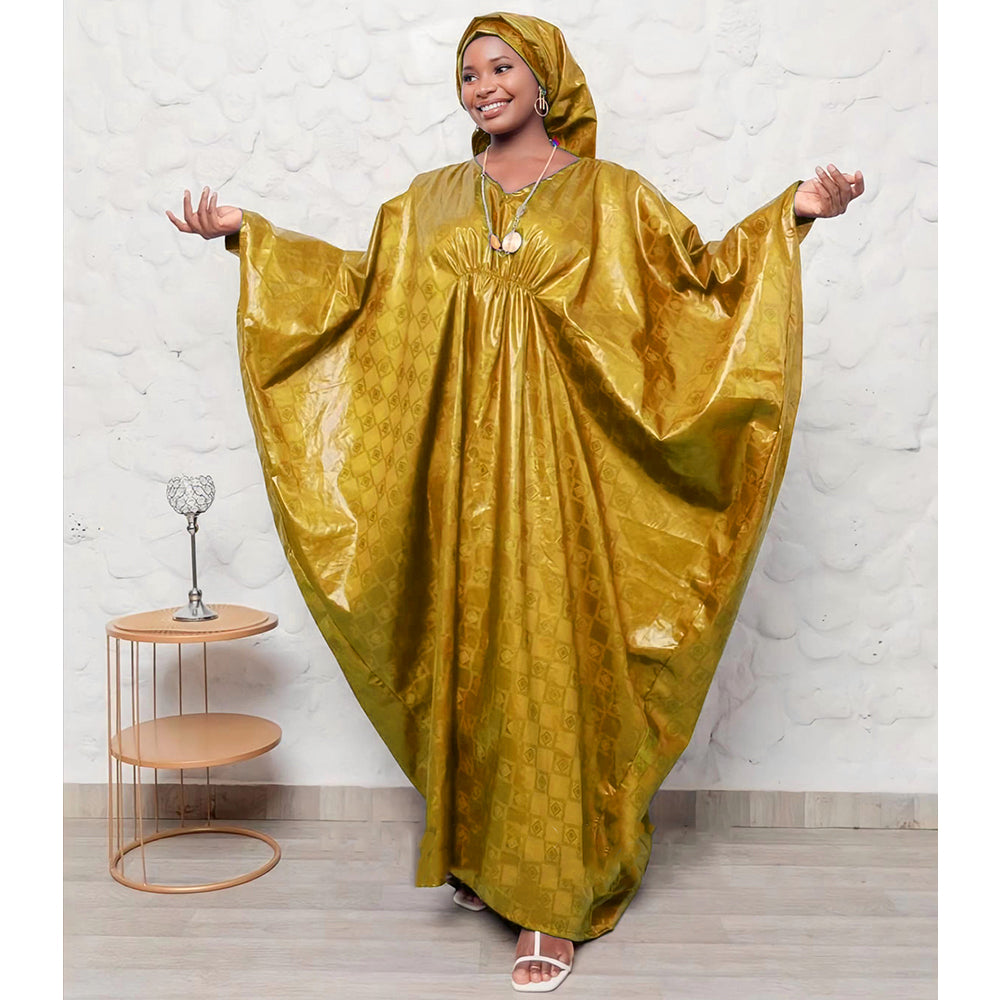 Mix Size African Bazin Rich Dress Winter Robe For Noble Lady Wedding Party Gown image 4