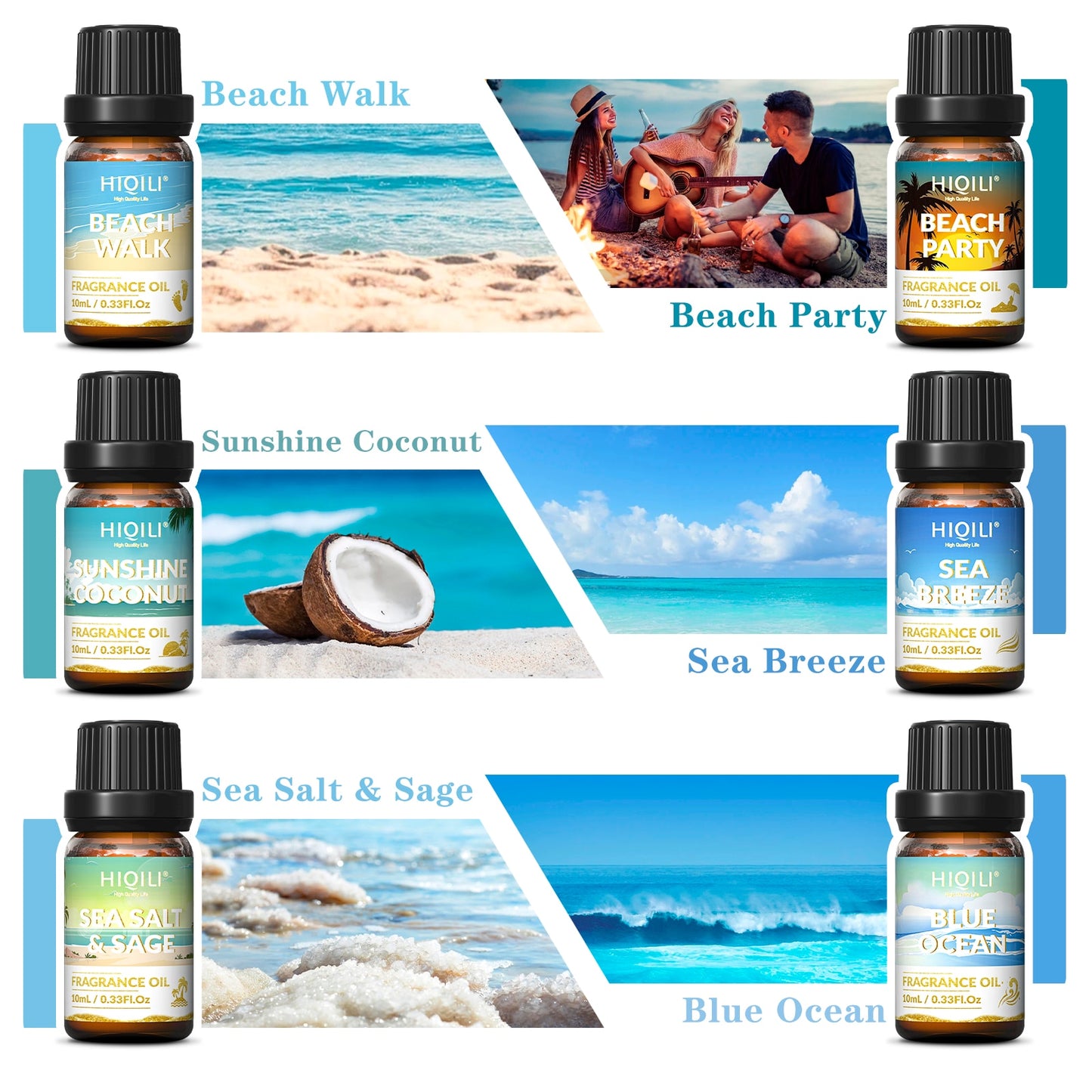 HIQILI Fragrance Oils Set-Gold Coast Theme | TOP 6 Gift Set Use for Aromatherap image 2