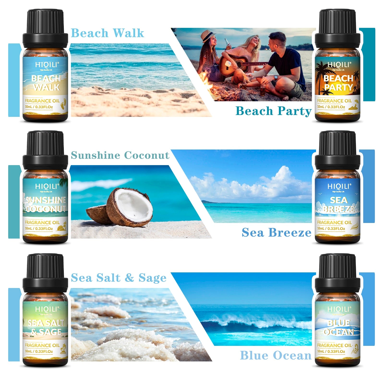 HIQILI Fragrance Oils Set-Gold Coast Theme | TOP 6 Gift Set Use for Aromatherap image 2