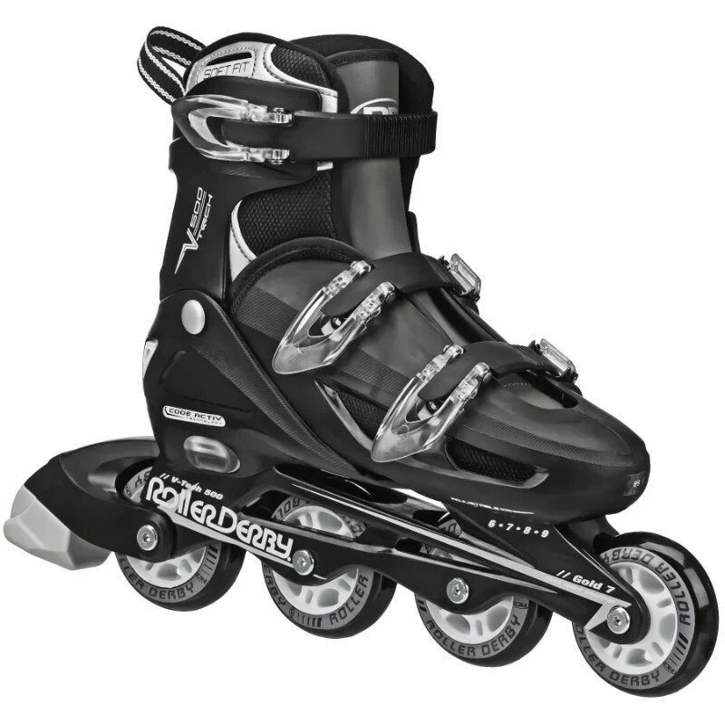 V-Tech 500 Men's Inline Skate with Adjustable Sizing, Black image 0