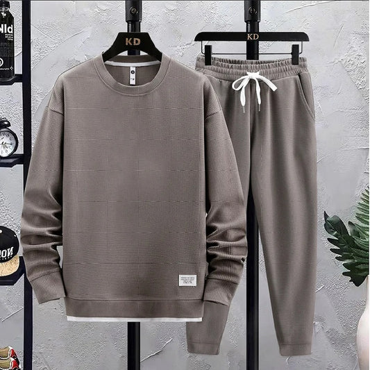 2024 Spring and Autumn New Men's Fashion Brand Round Neck Hong Kong Style Waffl image 0