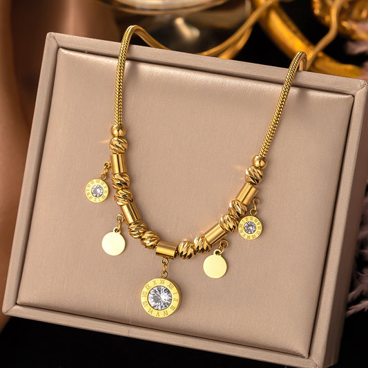 Trendy 316L Stainless Steel Gold Color Butterfly Pearl Pendant Necklace For image 0