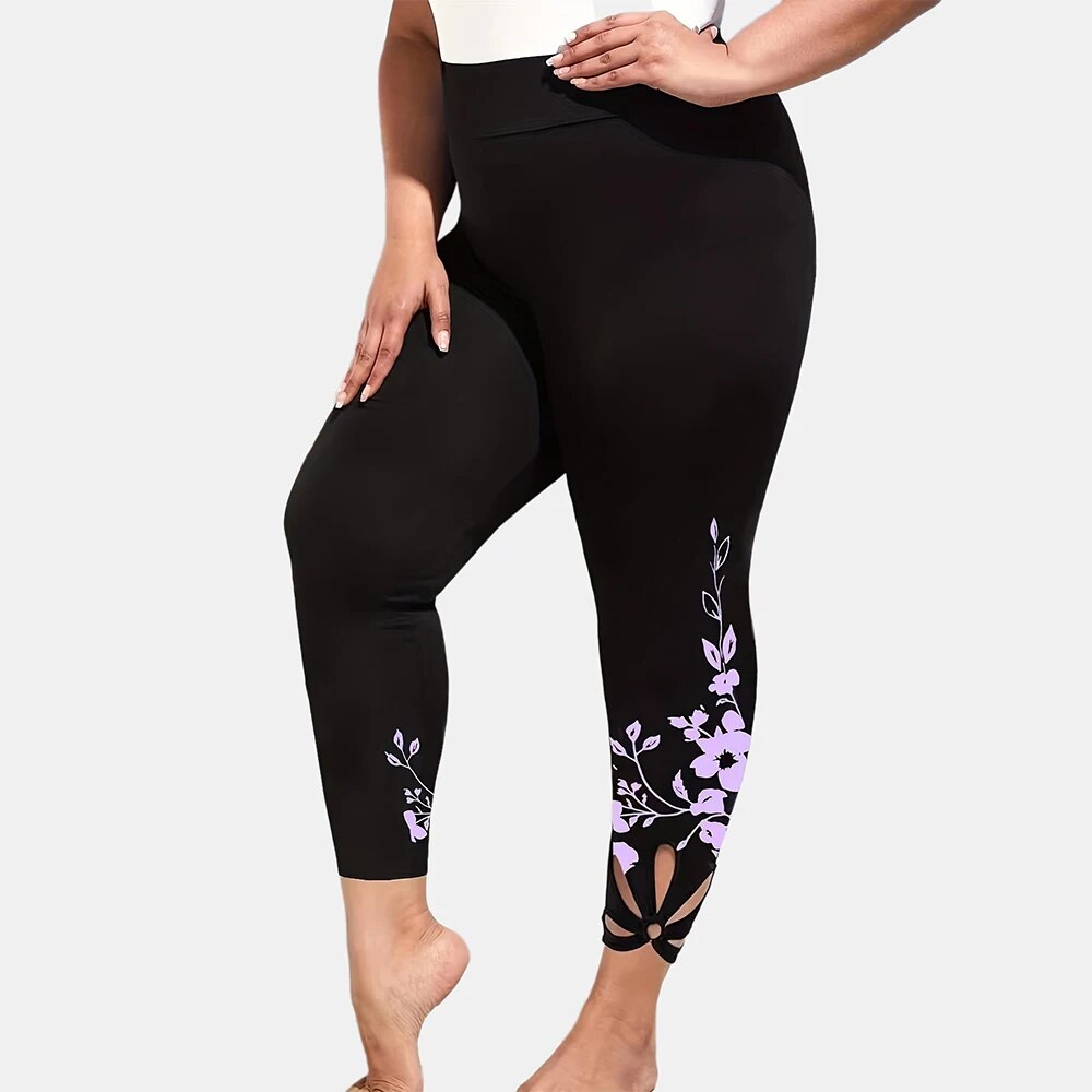 plus size Women's Yoga leggings cut out abdominal hip lifting high waist fitnes image 6