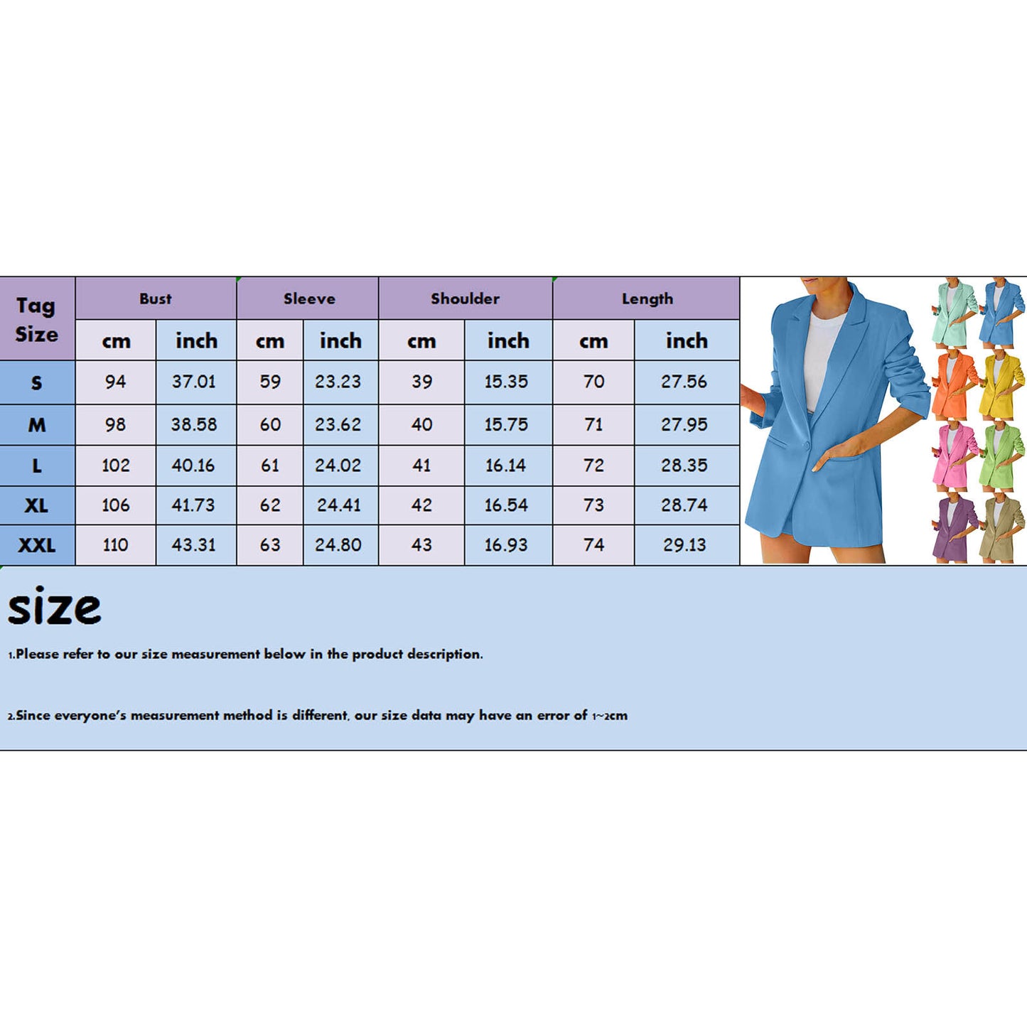 Women Blazer Jacket Chic Fashion Notched Collar Blazer Casual Button Long Sleev image 9