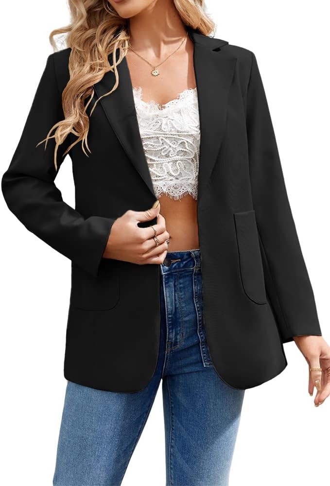 Women's Casual Cardigan Blazers Open Front Long Sleeve Slim Fit Lapel Collar Wo image 4