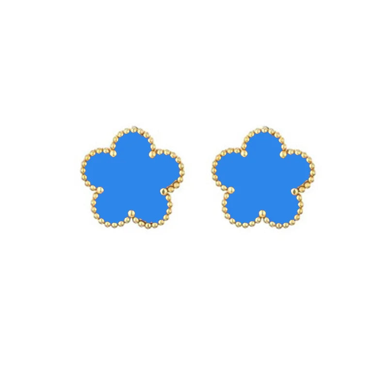 14K Gold Plated Five-leaf Clover Link Bracelets White Black Blue Gold Red Green image 16
