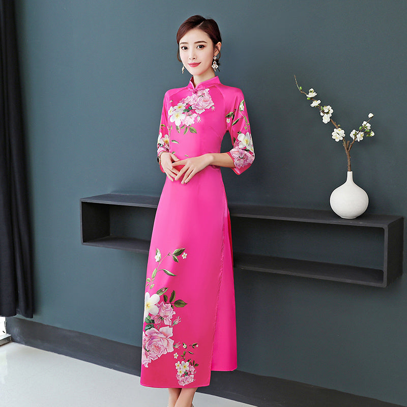 Oriental Elegant Slim Qipao Women Modern National Style China Costume Chinese T image 5