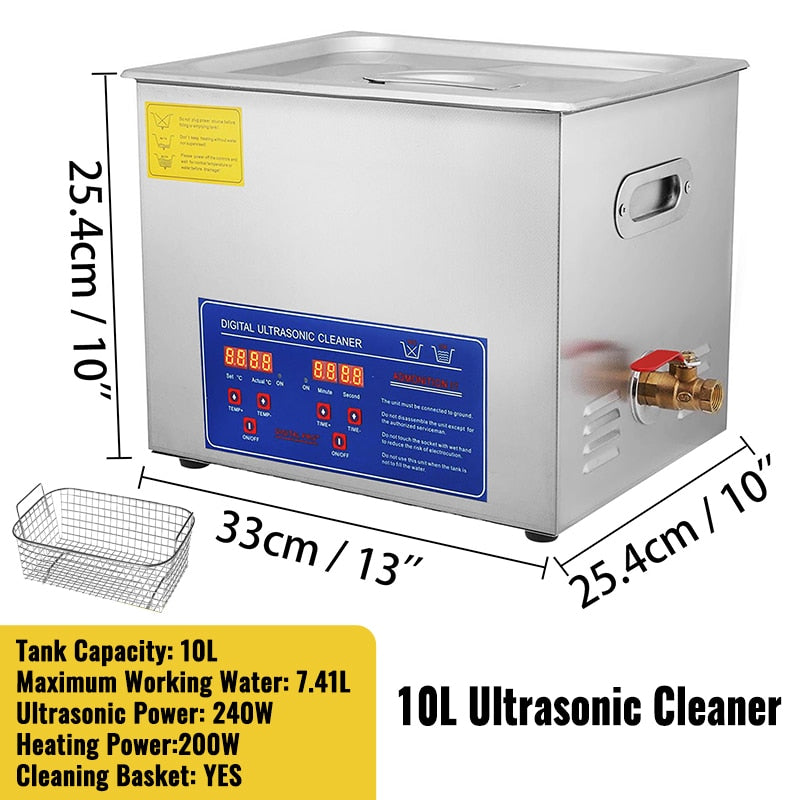 VEVOR 1.3L 2L 3L 6L 10L 15L 22L 30L Ultrasonic Cleaner Lave-Dishes Portable Was image 6