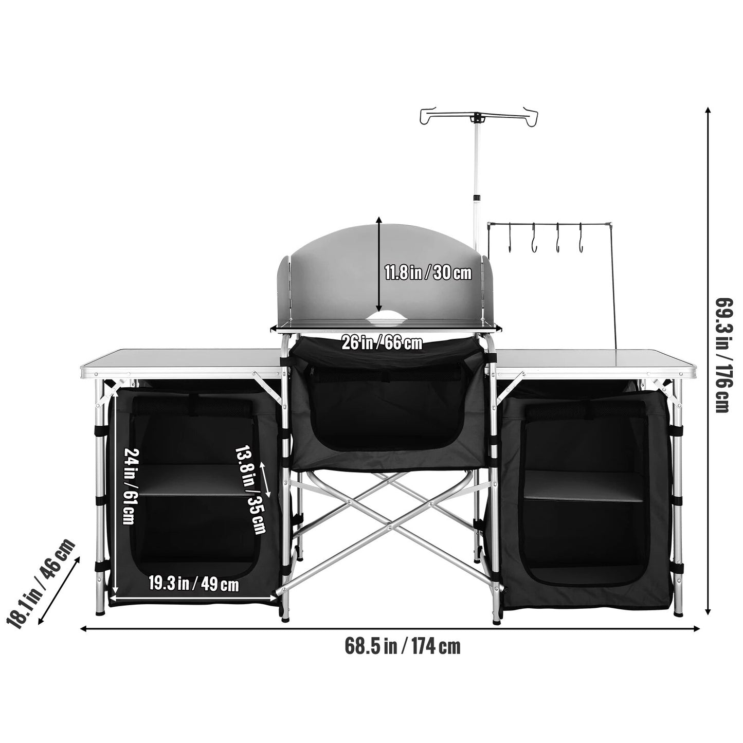 VEVOR Camping Kitchen Table, Folding Outdoor Cooking Table with Storage Carryin image 2