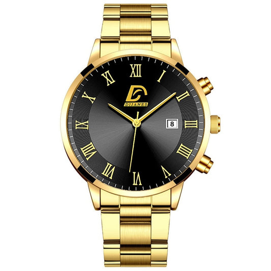 Fashion Mens Gold Stainless Steel Watches Luxury Minimalist Quartz Wrist Watch image 0