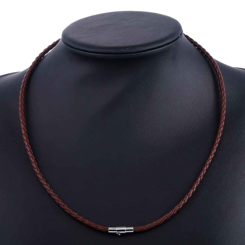 Men's Leather Choker Brown Black Braided Rope Chain Necklace For Men Boys Stain image 5