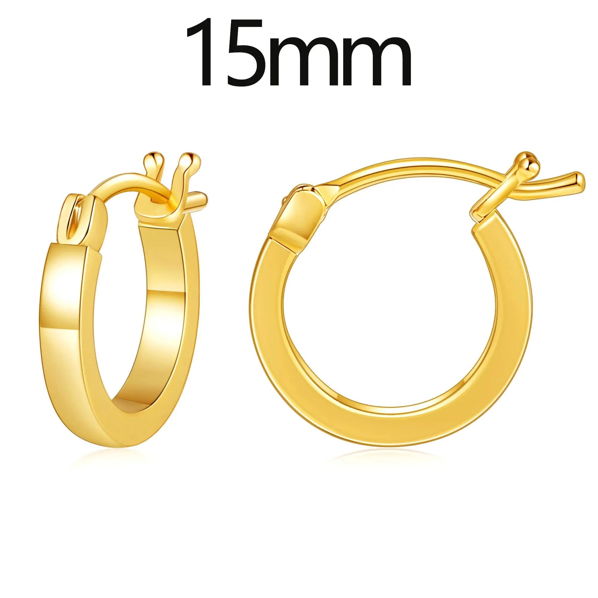 Vonmoos Lady High Quality Flatted Gold Hoop Earrings 14K Real Gold Plated Desig image 4