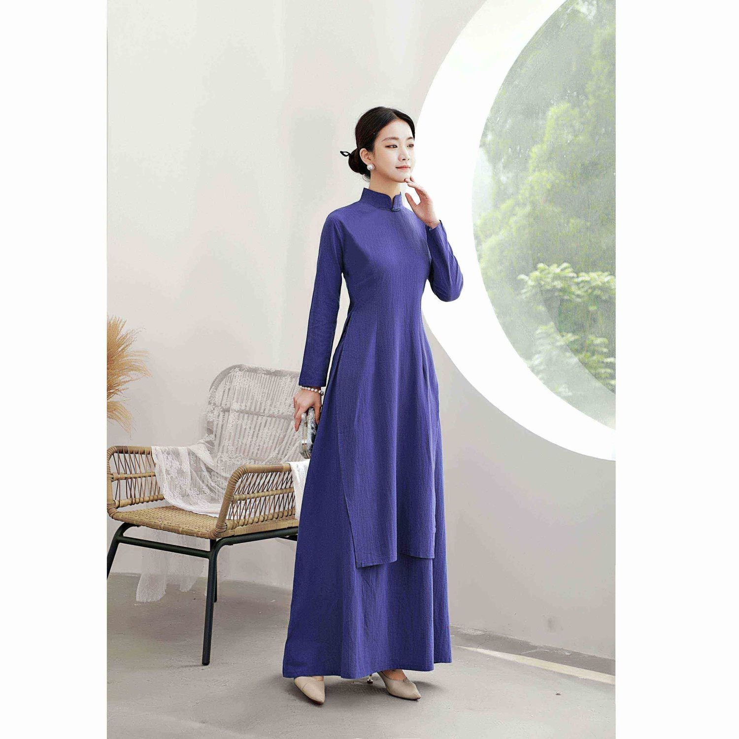 Ao Dai Dress Retro Long Cheongsam Dress large-size Art Retro Ao Dai Dress Women image 2