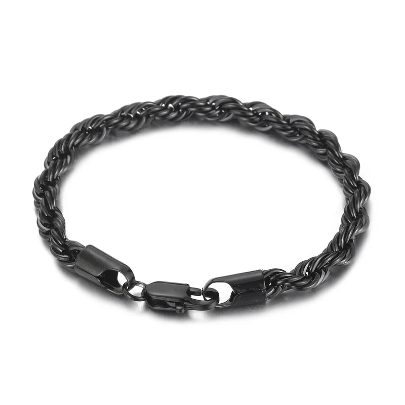 4/6/8mm Stainless Steel Bracelets For Men Women Gold Color Twisted Rope Link Ch image 8