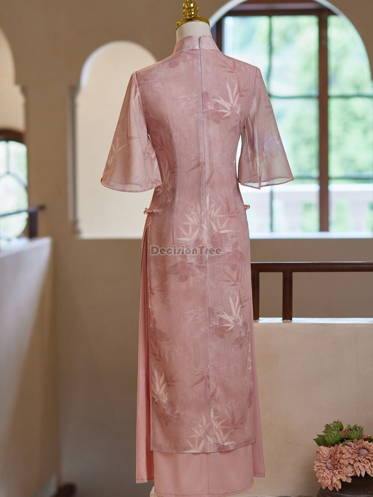 2024 vietnam style fairy dainty gauze aodai dress retro student campus outdoor  image 5