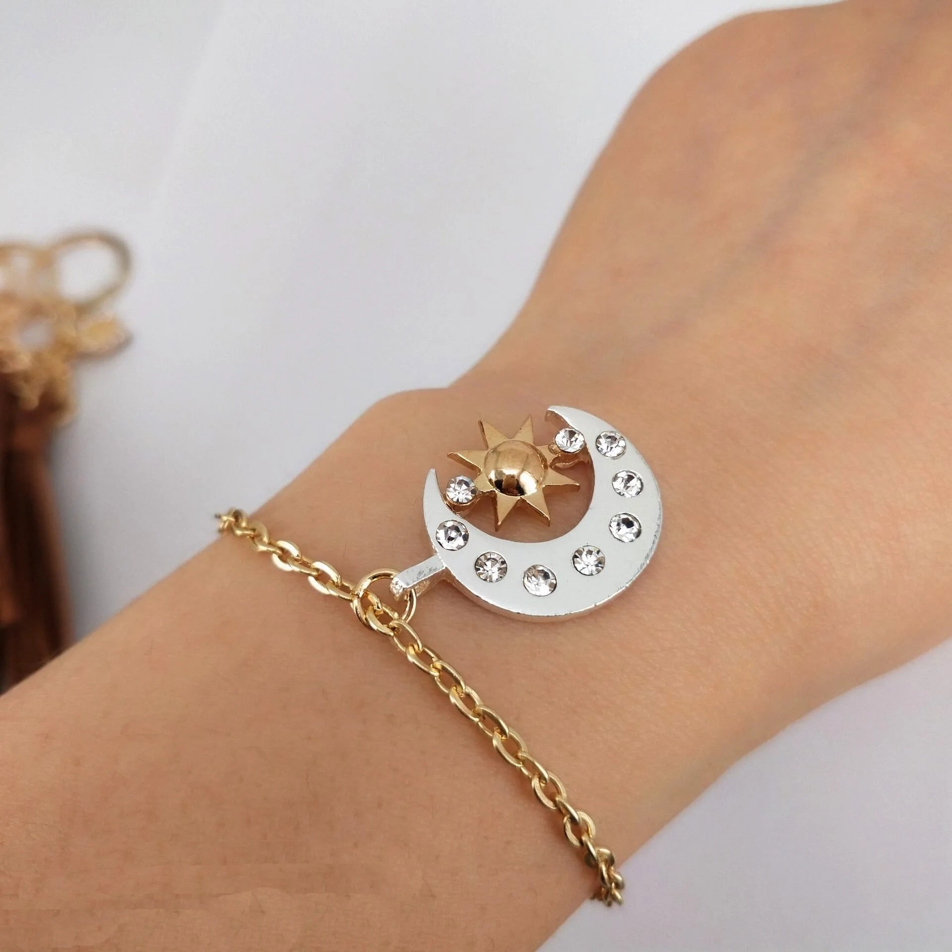hzew new Pair Of Celestial gold Sun And silver color Moon bracelet Best Friends image 6