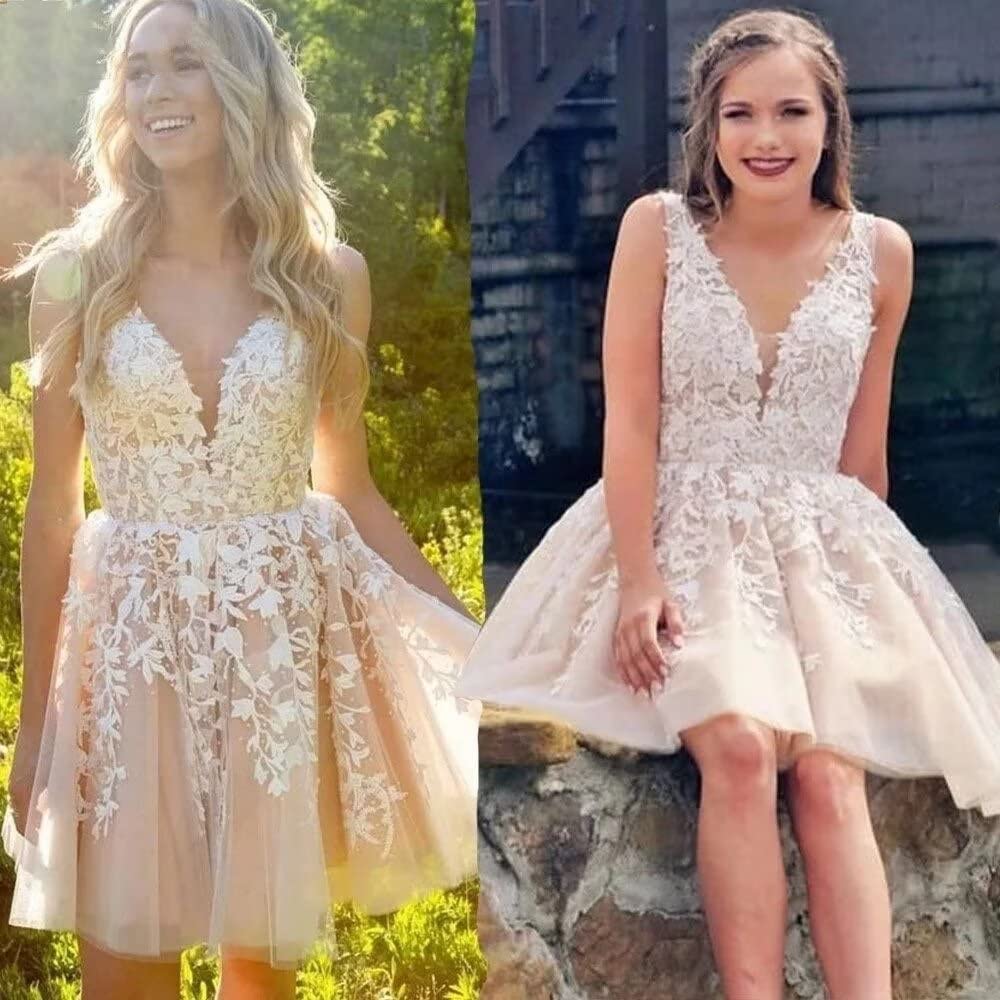 Beautiful V-Neck Sleeveless Cocktail Party Dresses Appliques Beading A-Line Sho image 12